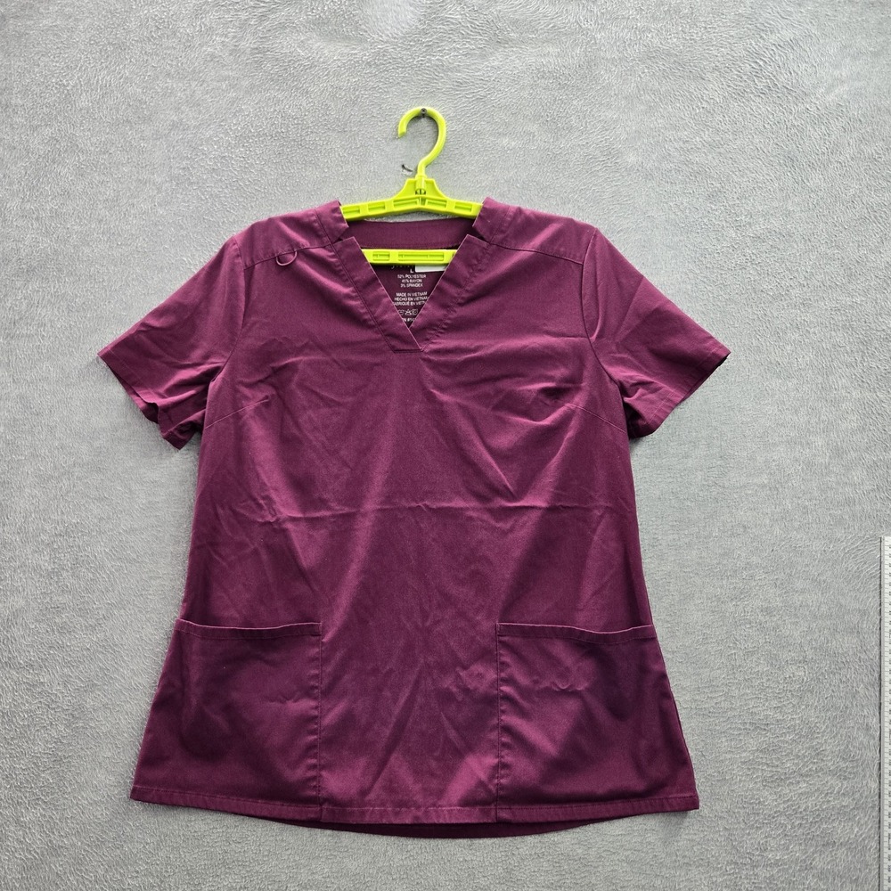 Jaanuu Women Scrub Top L Purple‎ PO#J96163 Short Sleeve 3 Pockets